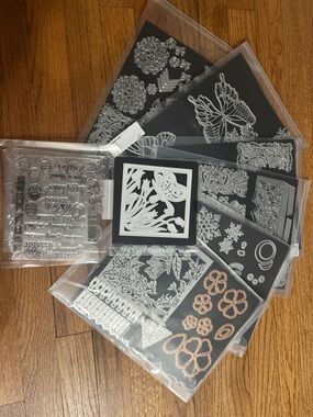 Huge Lot Assorted Floral and Decorative Craft Stencils and Dies - Black/Silver